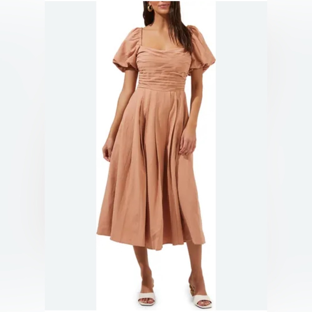 ASTR the Label Pleated Bodice Bubble Sleeve Dress size M
